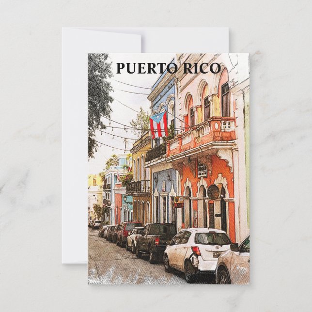 Stunning Puerto Rico Vintage Travel Card (Front)
