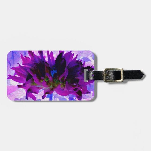 Stunning Purple and Black Cactus Dahlia Luggage Tag (Front Horizontal)