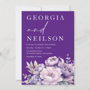 Stunning Purple Floral Wedding Invitation