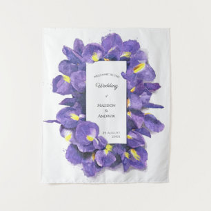 Stunning Purple Irises Watercolor Floral Wedding Tapestry
