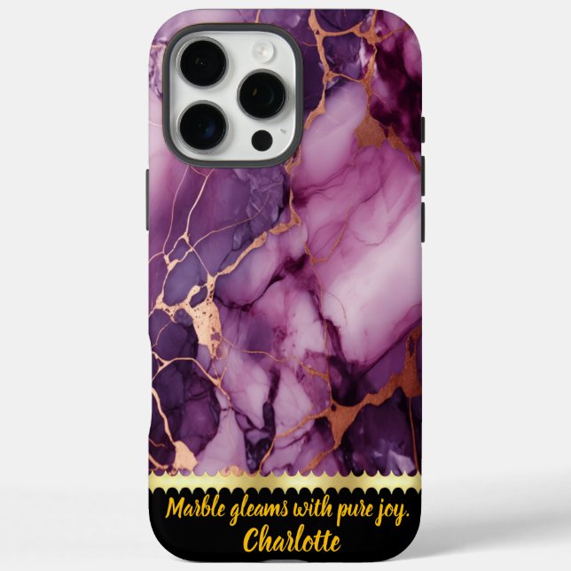 Stunning purple marble design with golden accents Case-Mate iPhone case (Back)