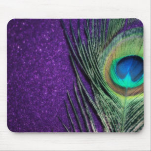 Stunning Purple Peacock Mouse Pad