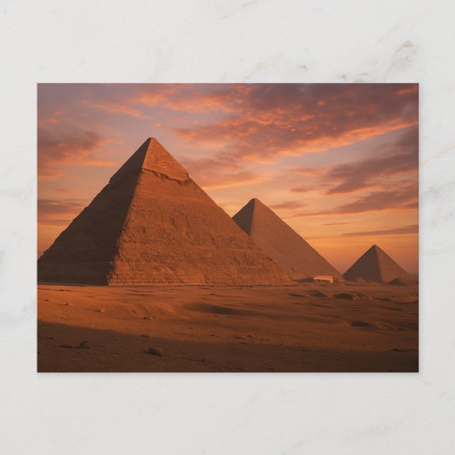 Stunning Pyramids Sunset Egyptian Postcard (Front)