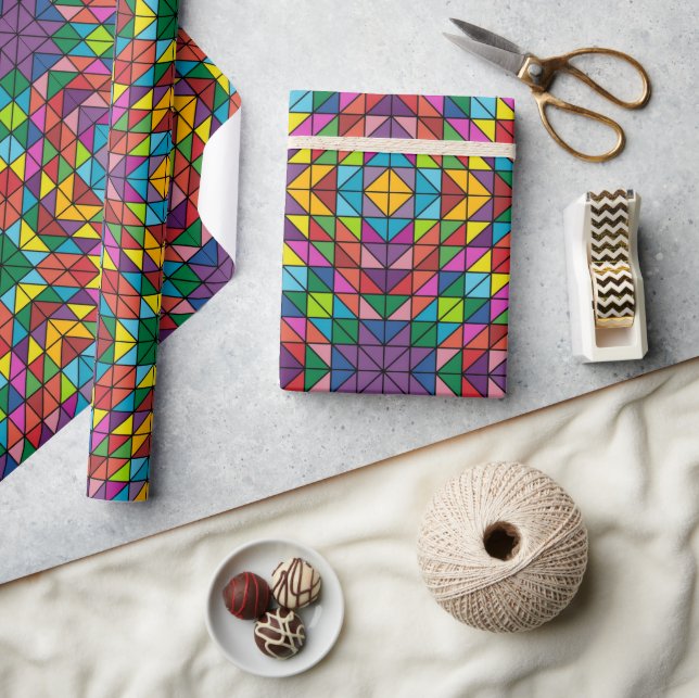 Stunning Quilt Design Happy Birthday Gift Wrapping Paper (Crafts)