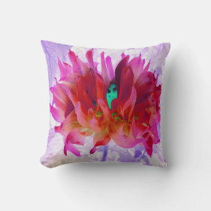 Stunning Red and Hot Pink Cactus Dahlia Throw Pillow