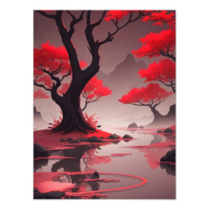 Stunning Red Maple Tree in Fall Colours Photo Print
