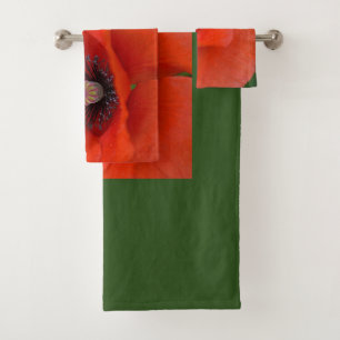 Stunning Red Poppy Bath Towel Set