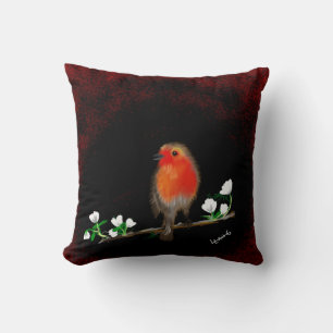 Stunning red Robin art Throw Pillow