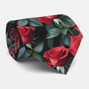 Stunning Red Roses Formal Necktie