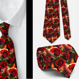 Stunning Red Roses Formal Necktie