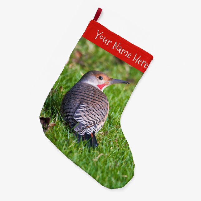 Stunning Red-Shafted Northern Flicker Woodpecker Large Christmas Stocking (Front (Hanging))