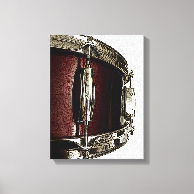 Stunning Red Snare Drum Canvas Drummer Art Print (Front)