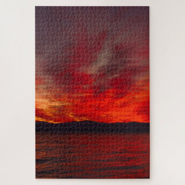 Stunning Red Sunset Reflection Large Puzzle (Vertical)