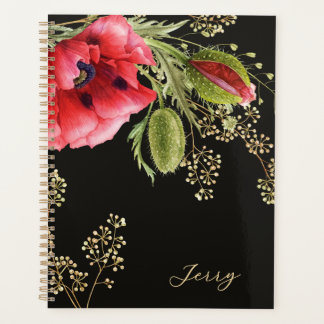 Stunning Red Watercolor Poppy Planner
