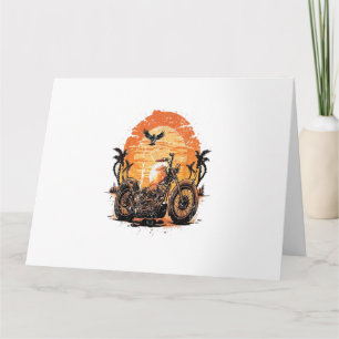 Stunning Retro Vintage Motorcycle Classic Sunset C Card