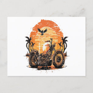 Stunning Retro Vintage Motorcycle Classic Sunset C Holiday Postcard