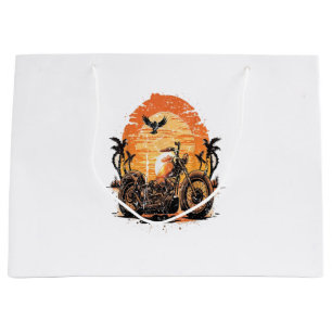 Stunning Retro Vintage Motorcycle Classic Sunset C Large Gift Bag