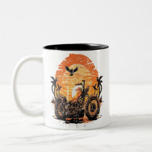 Stunning Retro Vintage Motorcycle Classic Sunset C Two-Tone Coffee Mug