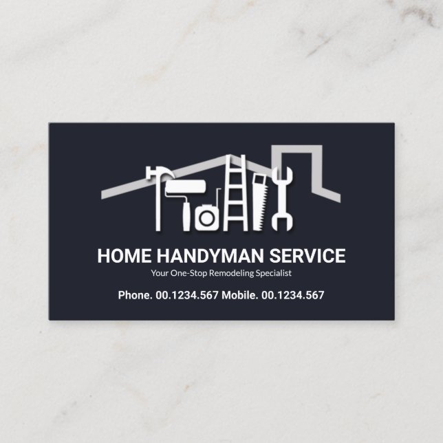 Stunning Rooftop Handyman Tools Business Card (Front)