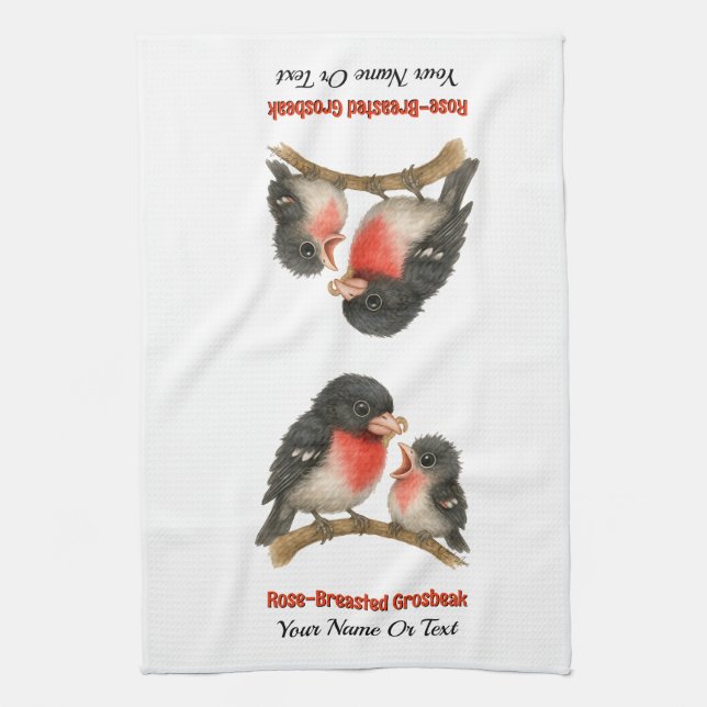 Stunning Rose Breasted Grosbeak Kitchen Towel (Vertical)