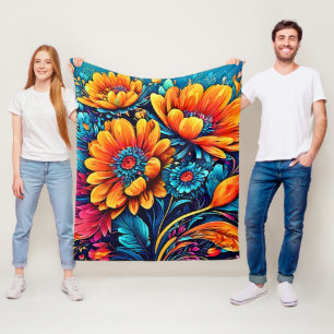 Stunning Rose Floral Colour Fleece Blanket