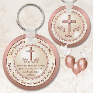 Stunning Rose Gold, Christian Wedding Favors Ideas Keychain