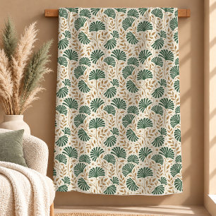 Stunning Sage Gold Palm Leaf Blanket