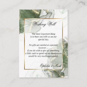 Stunning Sage Green and Gold Wishing Well  Enclosure Card