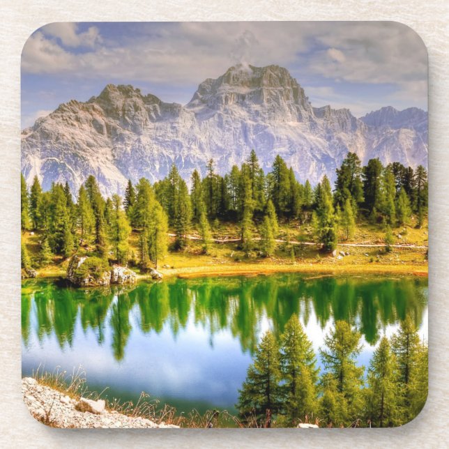 Stunning Scenic View of Dolomite Mountains Italy Coaster (Front)