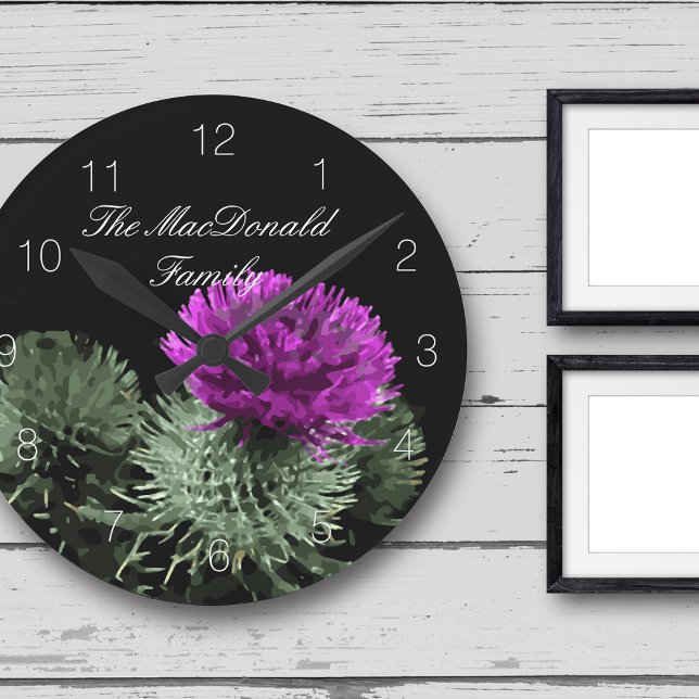 Stunning Scottish Thistle Family Clan Round Clock (Complete your family home with a beautifully personalised clock)
