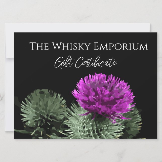 Stunning Scottish Thistle Gift Certificate (Front)