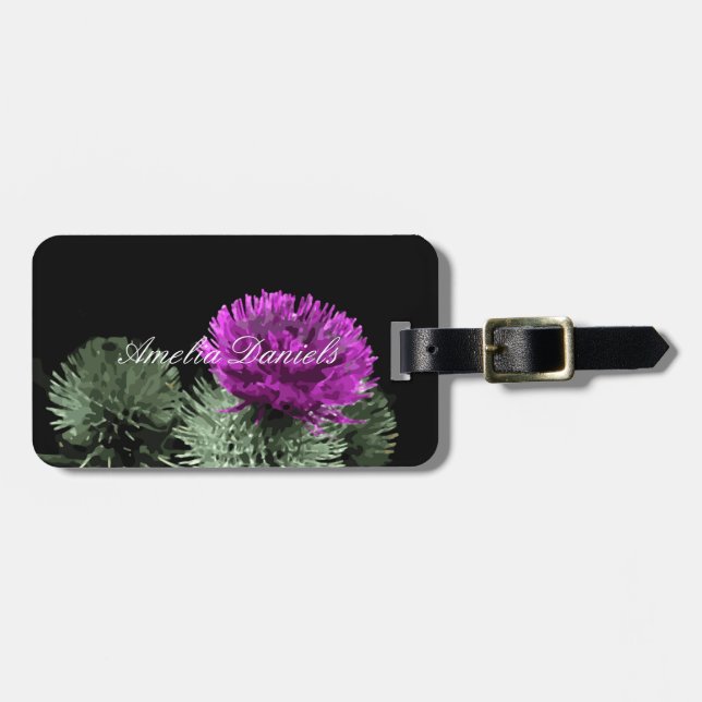 Stunning Scottish Thistle Luggage Tag (Front Horizontal)