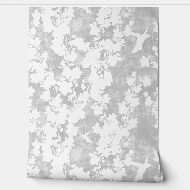 Stunning shadow Cherry blossom grey Wallpaper (Unrolling)
