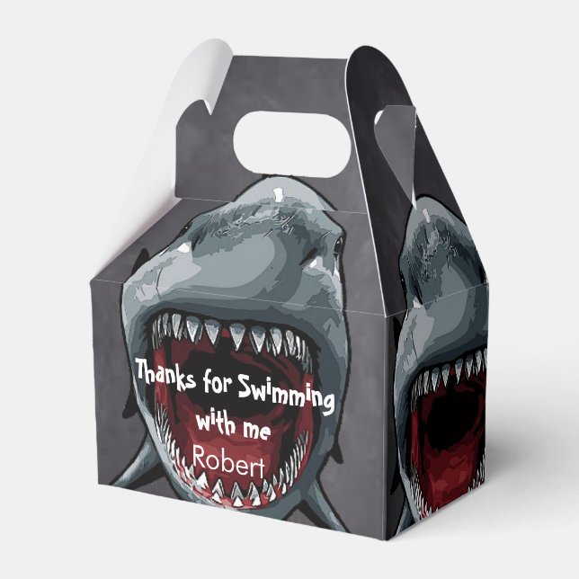 Stunning Shark Birthday  Favor Box (Front Side)