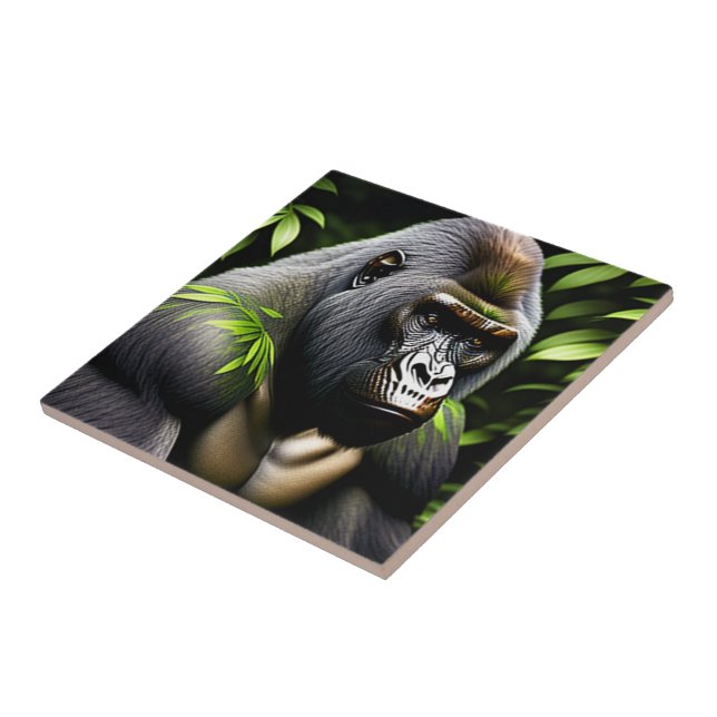 Stunning Silver Back Gorilla - Jungle King Tile (Side)
