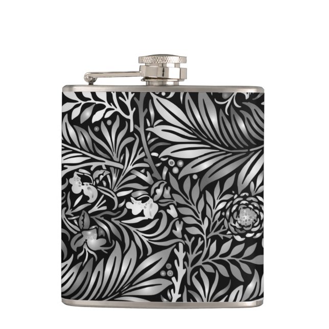 Stunning Silver Fern Glass Hip Flask (Front)