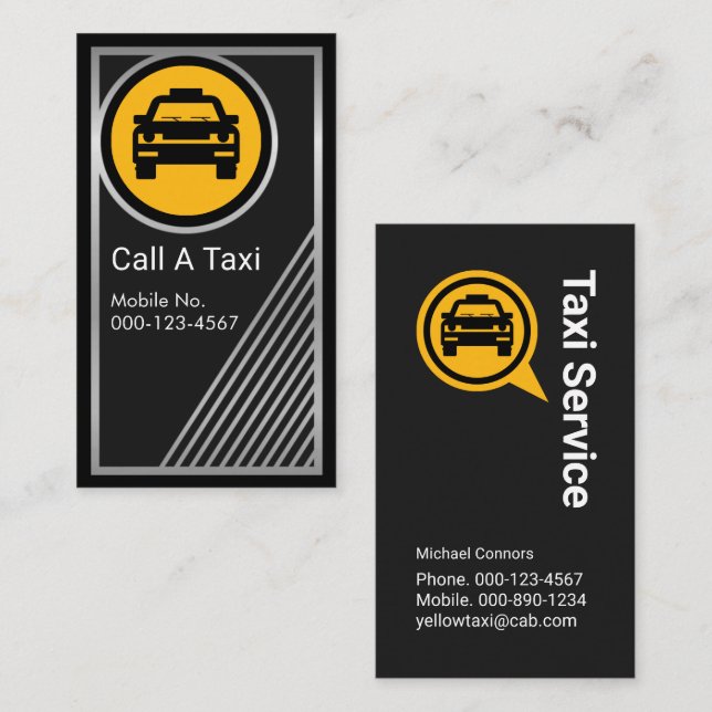 Stunning Silver Taxi Frame Driving Business Card (Front/Back)