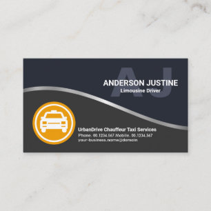 Stunning Silver Wave Monogram Initials Limousine Business Card