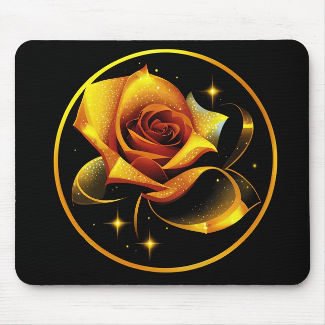 Stunning Single Gold Rose Mouse Pad (Front)