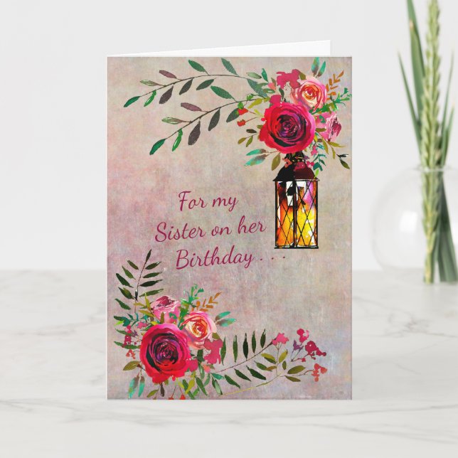 STUNNING SISTER FLORAL BIRTHDAY CARD (Front)