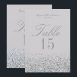 Stunning Sliver Glitter Wedding Table Number Cards<br><div class="desc">Stunning Silver Glitter Wedding Table Number Cards. Glamourous,  Glitter with sparkling silver,  this table card coordinates with our Glitter Wedding and Bridal Shower decor. For more customization,   using the "customize" tool on zazzle. Additional colour options are available in our shop on Zazzle at MetroEvents. Designed by Metro-Event.com</div>