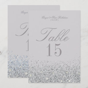 Stunning Sliver Glitter Wedding Table Number Cards