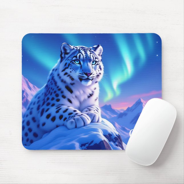 Stunning Snow Leopard on Mountain Rock Mouse Pad (With Mouse)