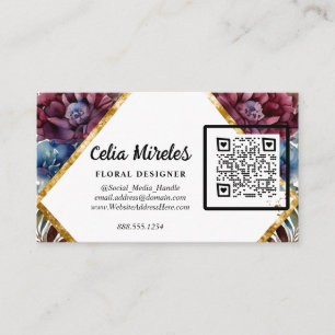Stunning Sophistication Jewel-Toned Peony QR code Enclosure Card