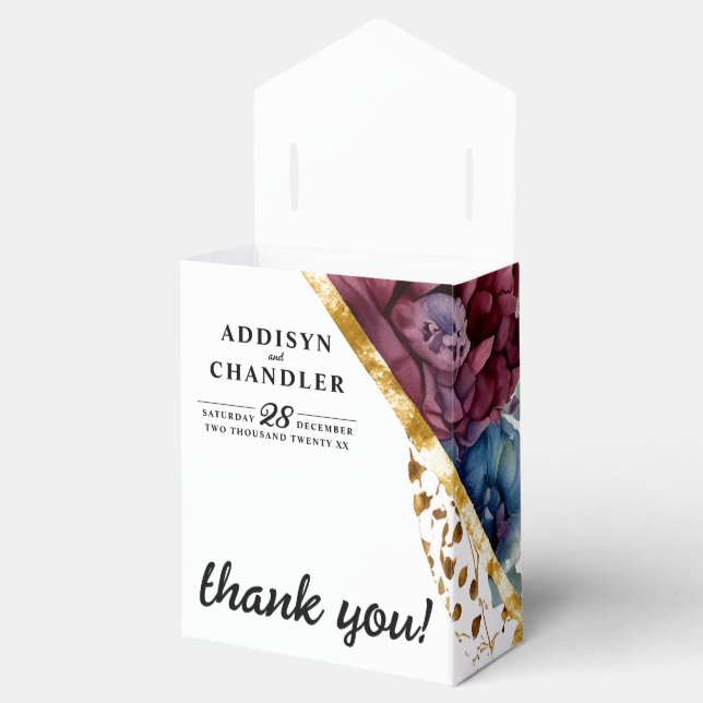 Stunning Sophistication Jewel-Toned Peony Wedding Favor Box (Opened)