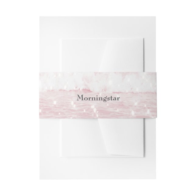 Stunning  Sparkly Pink Ocean Waters Invitation Belly Band (Front Example)