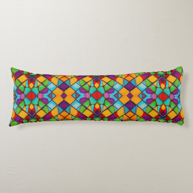 Stunning Stained Glass Rainbow Colours - Cheerful Body Pillow (Front)