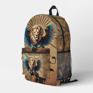 Stunning steampunk lion printed backpack