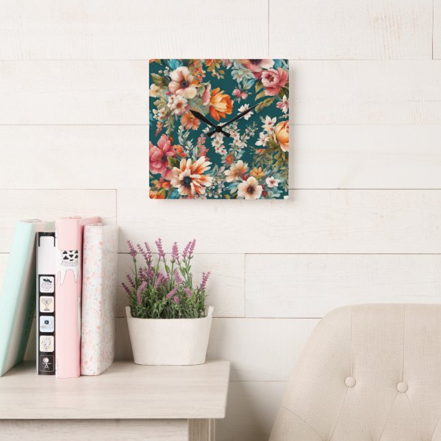 Stunning Summer Floral  Square Wall Clock (Reading Room)