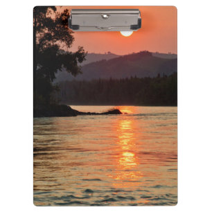Stunning Sunrise Over Katun River Photo Clipboard